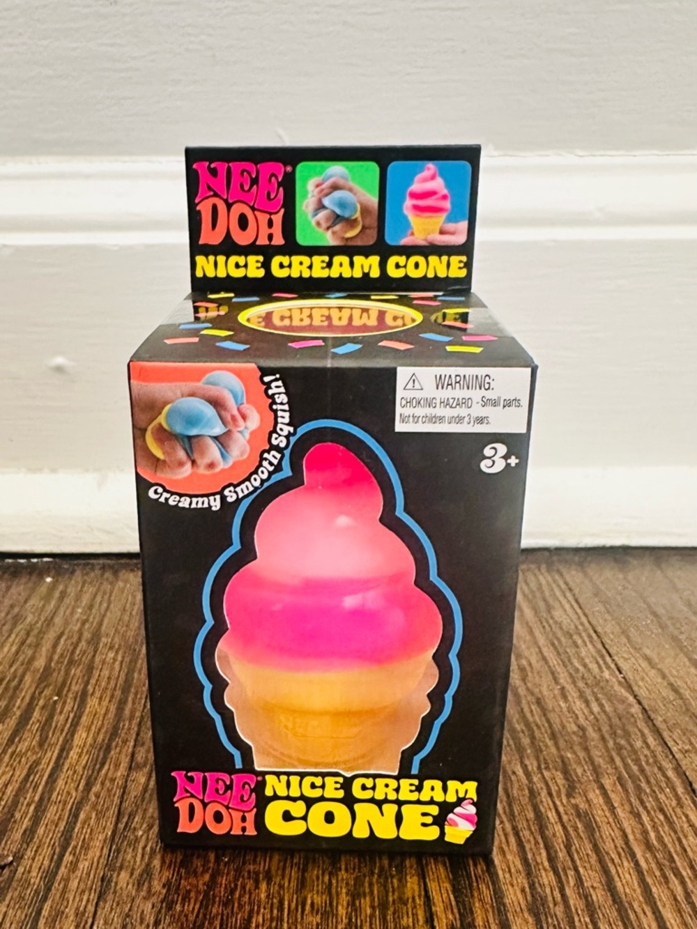 Nee Doh needoh Nice Cream Cone Squishy Toy - pink and Yellow